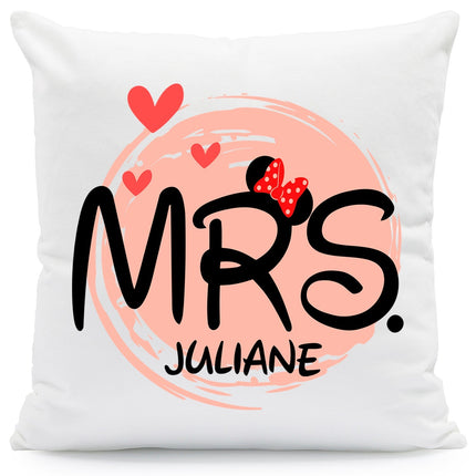 SEO. Bedrucktes Kissen mit Spruch - Mr & Mrs Mouse mit Namen - Mrs Linkreich