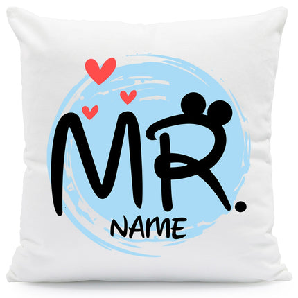 SEO. Bedrucktes Kissen mit Spruch - Mr & Mrs Mouse mit Namen - Mr Linkreich