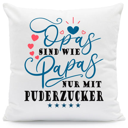 SEO. Bedrucktes Kissen mit Spruch Opas sind wie Papas nur mit Puderzucker - ohne Füllung Linkreich