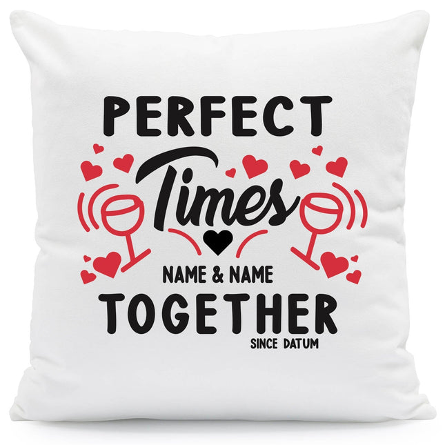 SEO. Bedrucktes Kissen mit Spruch Perfect Times Together - ohne Füllung Linkreich