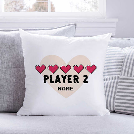 SEO. Bedrucktes Kissen mit Spruch "Player 1 & Player 2" im Set - Linkreich