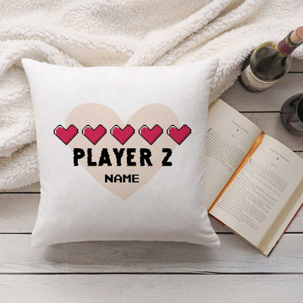 SEO. Bedrucktes Kissen mit Spruch "Player 1 & Player 2" im Set - Linkreich