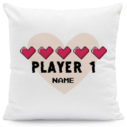 SEO. Bedrucktes Kissen mit Spruch "Player 1 & Player 2" im Set - Linkreich
