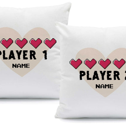 SEO. Bedrucktes Kissen mit Spruch "Player 1 & Player 2" im Set - Linkreich