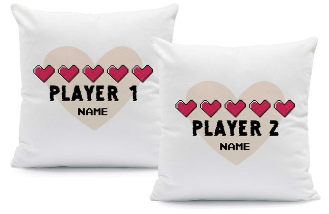 SEO. Bedrucktes Kissen mit Spruch "Player 1 & Player 2" im Set - Linkreich