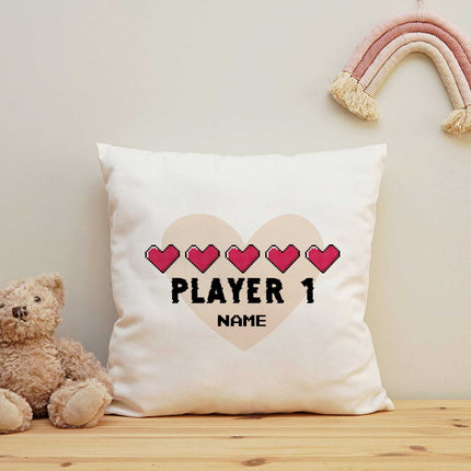 SEO. Bedrucktes Kissen mit Spruch "Player 1 & Player 2" im Set - Linkreich