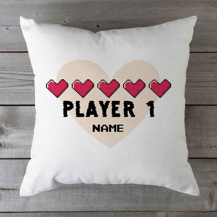 SEO. Bedrucktes Kissen mit Spruch "Player 1 & Player 2" im Set - Linkreich