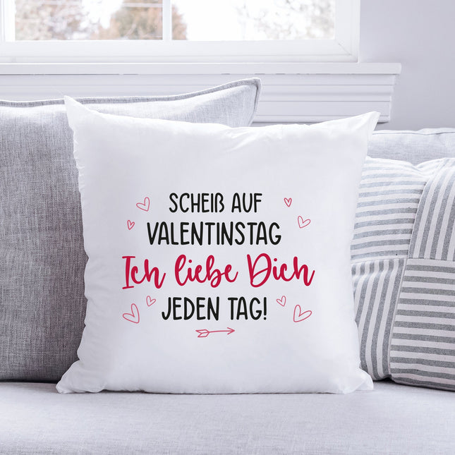 SEO. Bedrucktes Kissen mit Spruch Scheiß auf Valentinstag - mit Füllung Linkreich