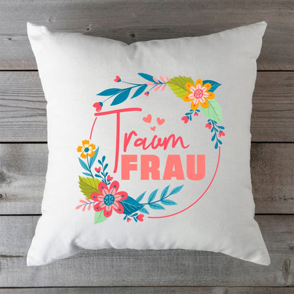SEO. Bedrucktes Kissen mit Spruch Traumfrau - mit Füllung Linkreich