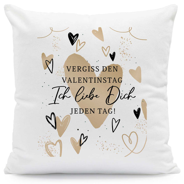 SEO. Bedrucktes Kissen mit Spruch Vergiss den Valentinstag - ohne Füllung Linkreich