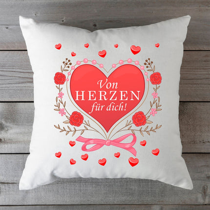 SEO. Bedrucktes Kissen mit Spruch Von Herzen für dich - ohne Füllung Linkreich