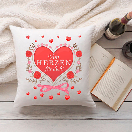 SEO. Bedrucktes Kissen mit Spruch Von Herzen für dich - ohne Füllung Linkreich