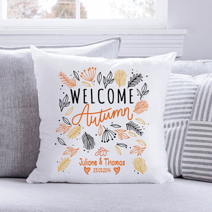 SEO. Bedrucktes Kissen mit Spruch Welcome Autumn - ohne Füllung Linkreich