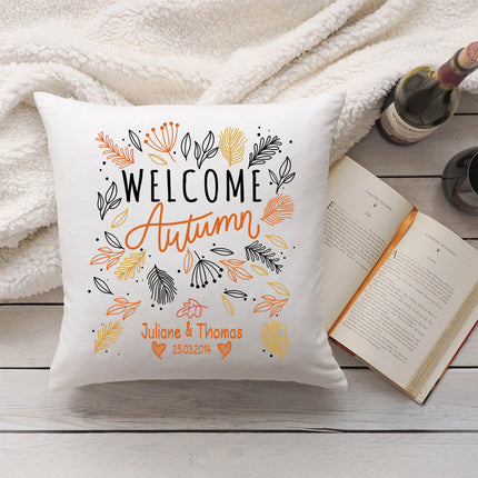 SEO. Bedrucktes Kissen mit Spruch Welcome Autumn - ohne Füllung Linkreich