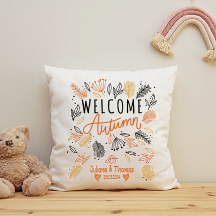 SEO. Bedrucktes Kissen mit Spruch Welcome Autumn - ohne Füllung Linkreich