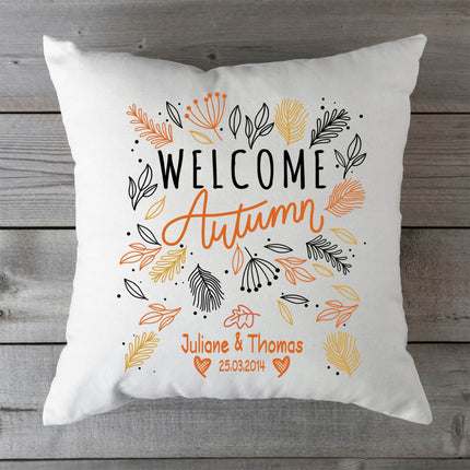 SEO. Bedrucktes Kissen mit Spruch Welcome Autumn - ohne Füllung Linkreich