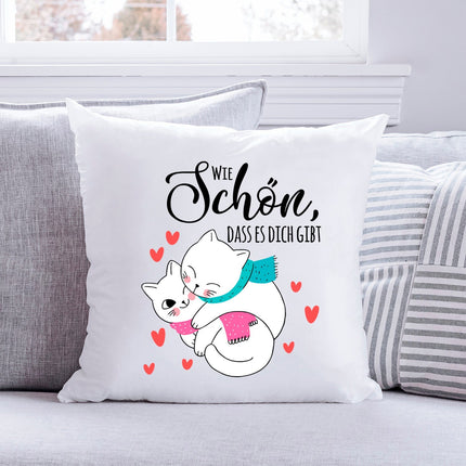 SEO. Bedrucktes Kissen mit Spruch Wie schön, dass es dich gibt - ohne Füllung Linkreich