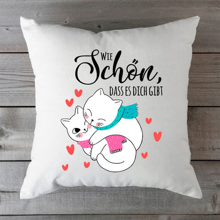 SEO. Bedrucktes Kissen mit Spruch Wie schön, dass es dich gibt - ohne Füllung Linkreich