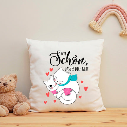 SEO. Bedrucktes Kissen mit Spruch Wie schön, dass es dich gibt - ohne Füllung Linkreich
