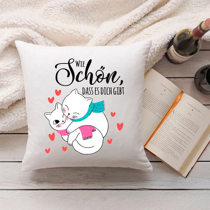 SEO. Bedrucktes Kissen mit Spruch Wie schön, dass es dich gibt - ohne Füllung Linkreich