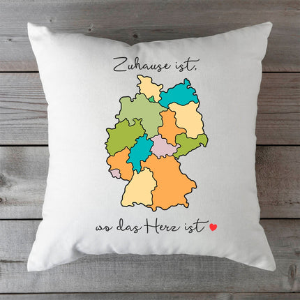 SEO. Bedrucktes Kissen mit Spruch Zuhause ist, wo das Herz ist - ohne Füllung Linkreich