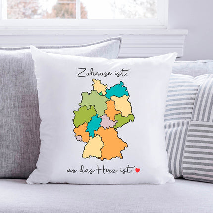 SEO. Bedrucktes Kissen mit Spruch Zuhause ist, wo das Herz ist - ohne Füllung Linkreich