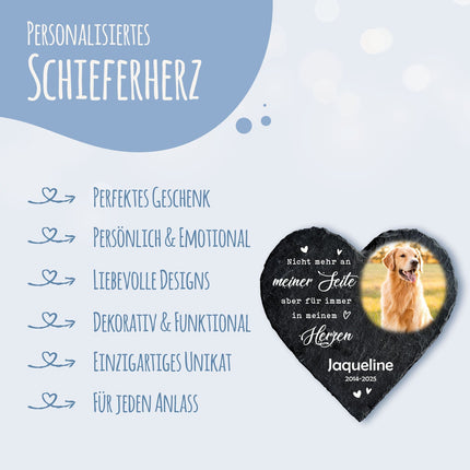SEO. Bedrucktes Schieferherz - Tierfoto - Personalisiertes Geschenk - 12 x 12 cm Linkreich