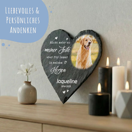 SEO. Bedrucktes Schieferherz - Tierfoto - Personalisiertes Geschenk - 12 x 12 cm Linkreich