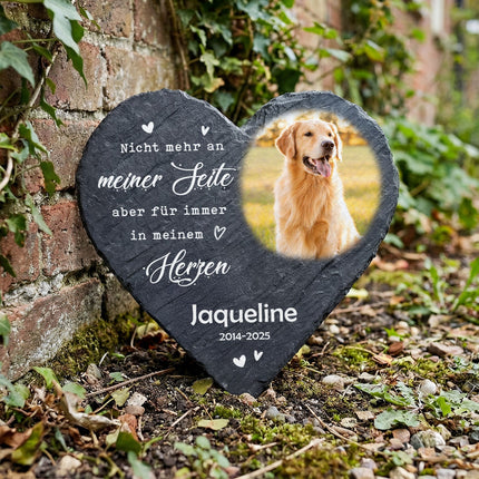 SEO. Bedrucktes Schieferherz - Tierfoto - Personalisiertes Geschenk - 12 x 12 cm Linkreich