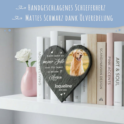 SEO. Bedrucktes Schieferherz - Tierfoto - Personalisiertes Geschenk - 12 x 12 cm Linkreich