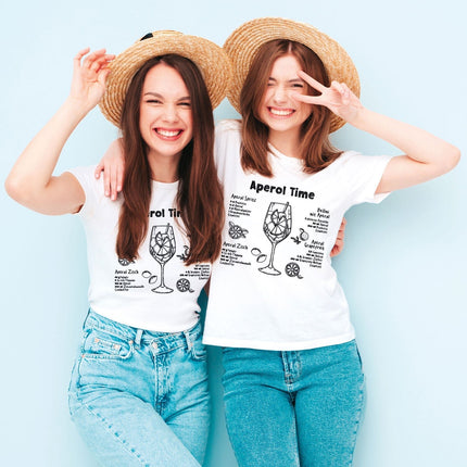 SEO. Bedrucktes T-Shirt für Damen - Aperol Rezepte - Weiß Linkreich