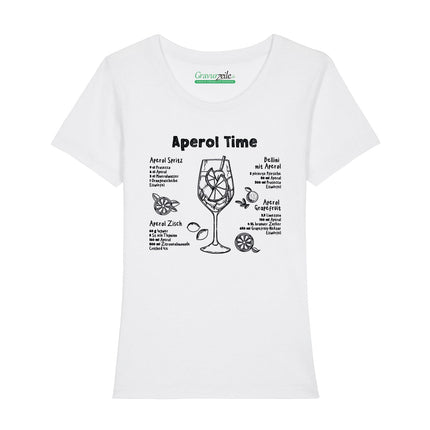 SEO. Bedrucktes T-Shirt für Damen - Aperol Rezepte - Weiß Linkreich