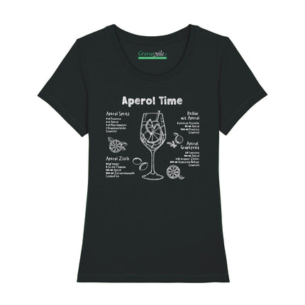 SEO. Bedrucktes T-Shirt für Damen - Aperol Rezepte - Schwarz Linkreich