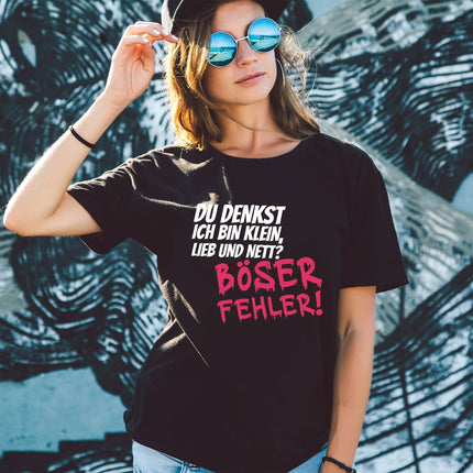 SEO. Bedrucktes T-Shirt für Damen - Böser Fehler - Weiß Linkreich