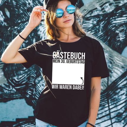 SEO. Bedrucktes T-Shirt für Damen - Gästebuch - Schwarz Linkreich