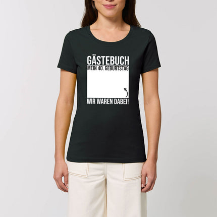 SEO. Bedrucktes T-Shirt für Damen - Gästebuch - Schwarz Linkreich