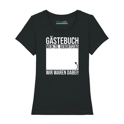 SEO. Bedrucktes T-Shirt für Damen - Gästebuch - Schwarz Linkreich