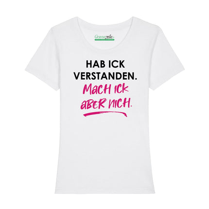 SEO. Bedrucktes T-Shirt für Damen - Hab ick verstanden - Weiß Linkreich
