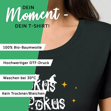 SEO. Bedrucktes T-Shirt für Damen - Hokus Pokus - Schwarz Linkreich