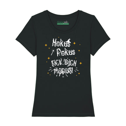 SEO. Bedrucktes T-Shirt für Damen - Hokus Pokus - Schwarz Linkreich