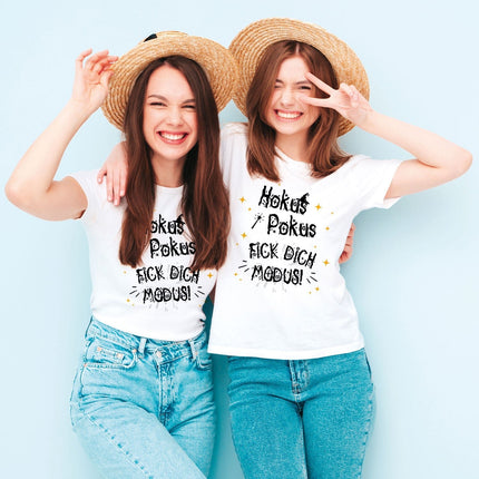 SEO. Bedrucktes T-Shirt für Damen - Hokus Pokus - Schwarz Linkreich