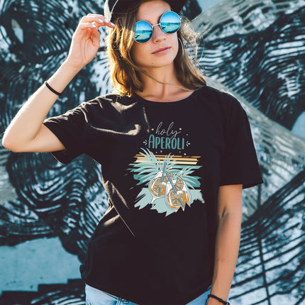SEO. Bedrucktes T-Shirt für Damen - Holy Aperoli - Weiß Linkreich