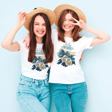 SEO. Bedrucktes T-Shirt für Damen - Holy Aperoli - Schwarz Linkreich