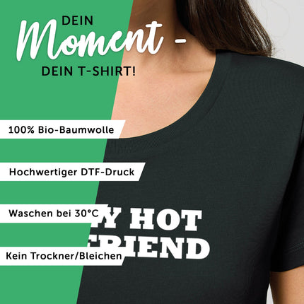 SEO. Bedrucktes T-Shirt für Damen - I love my hot Boyfriend - Weiß Linkreich