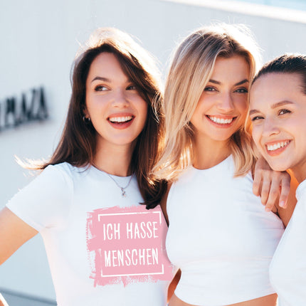 SEO. Bedrucktes T-Shirt für Damen - Ich hasse Menschen - Schwarz Linkreich