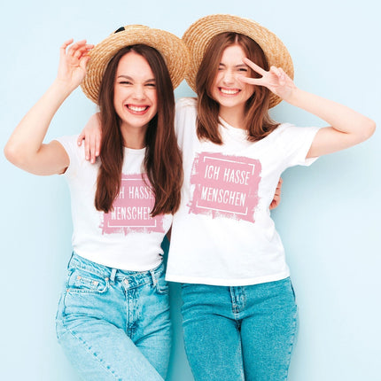 SEO. Bedrucktes T-Shirt für Damen - Ich hasse Menschen - Schwarz Linkreich