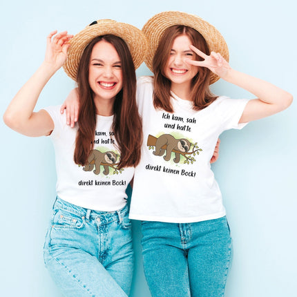 SEO. Bedrucktes T-Shirt für Damen - Ich kam sah kein Bock - Schwarz Linkreich
