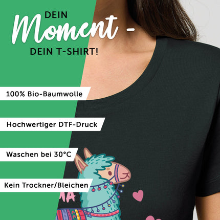 SEO. Bedrucktes T-Shirt für Damen - No drama Lama - Schwarz Linkreich