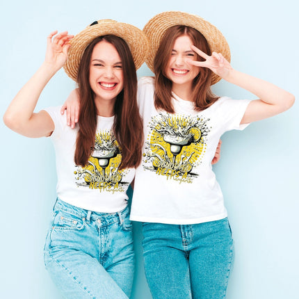 SEO. Bedrucktes T-Shirt für Damen - Senorita needs a margarita - Weiß Linkreich