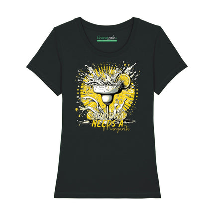 SEO. Bedrucktes T-Shirt für Damen - Senorita needs a margarita - Schwarz Linkreich